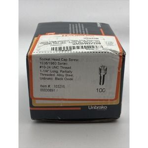 Unbrako Socket Head Cap Screw #10-24 UNC Thread 1-1/4" Partially Threaded 100
